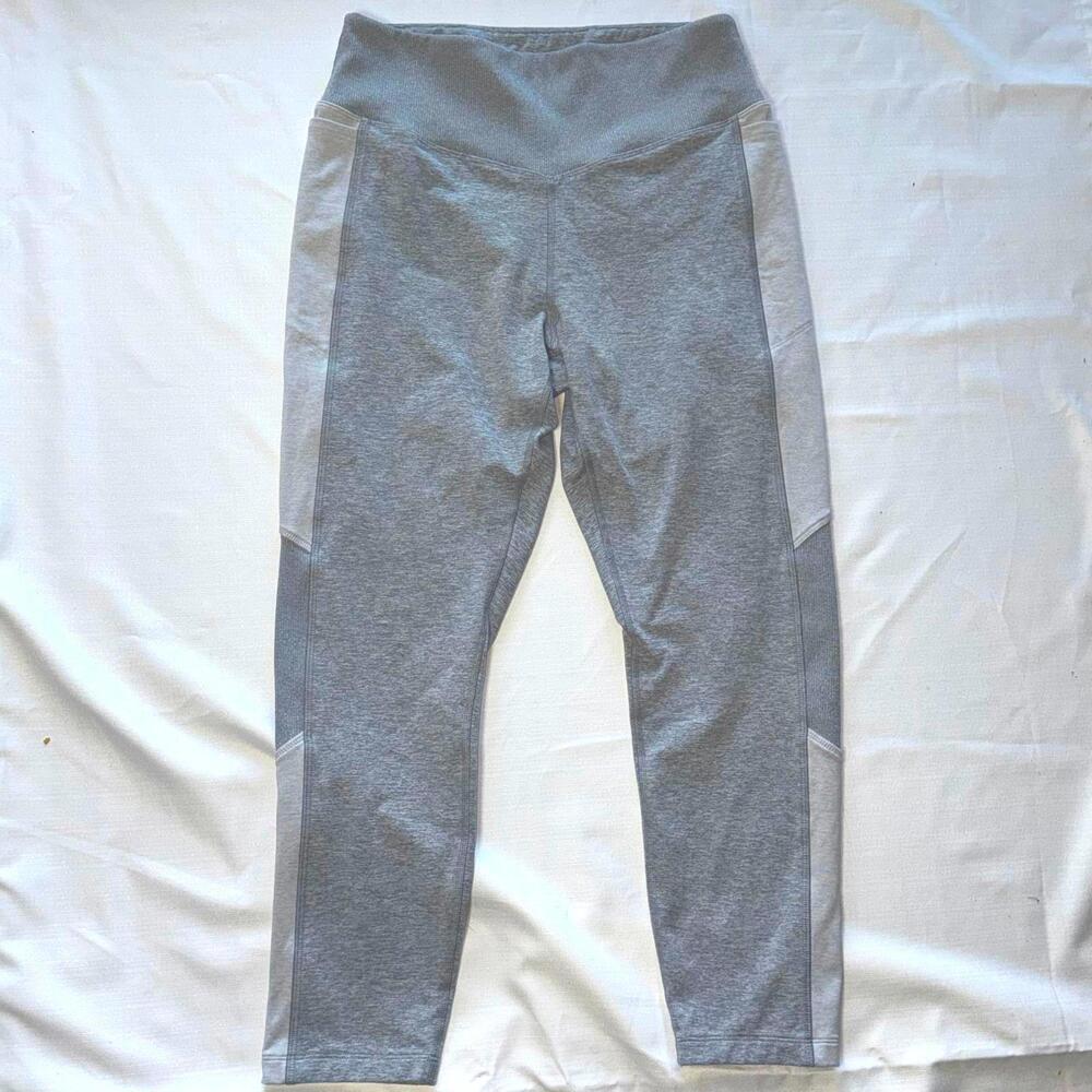 PINK Cozy Cropped‎ Fleece Lined Legging Large Gray Stripe Victoria's Secret